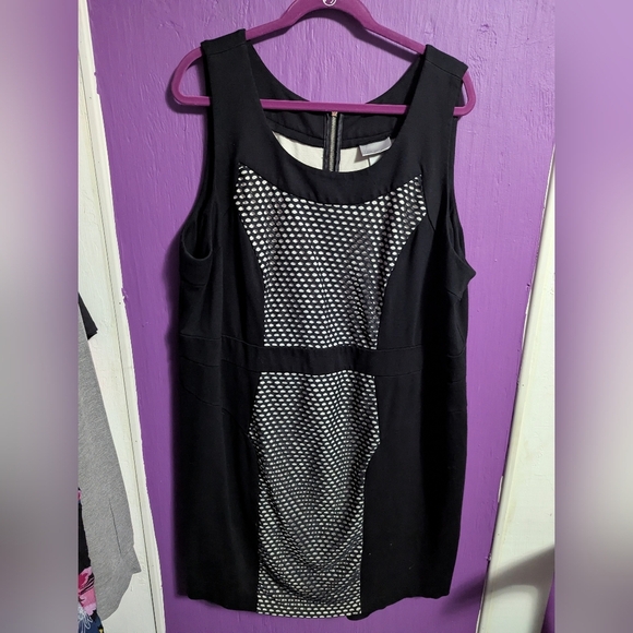Lane Bryant Dresses & Skirts - 💜 Lane Bryant Black Cream Mesh Detail Fitted Tank Midi Dress 26 4X
